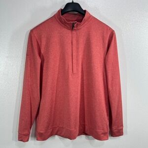 Matte Grey Quarter Zip Pullover Mens L Large Red Heather Modern Fit Golf Sweater